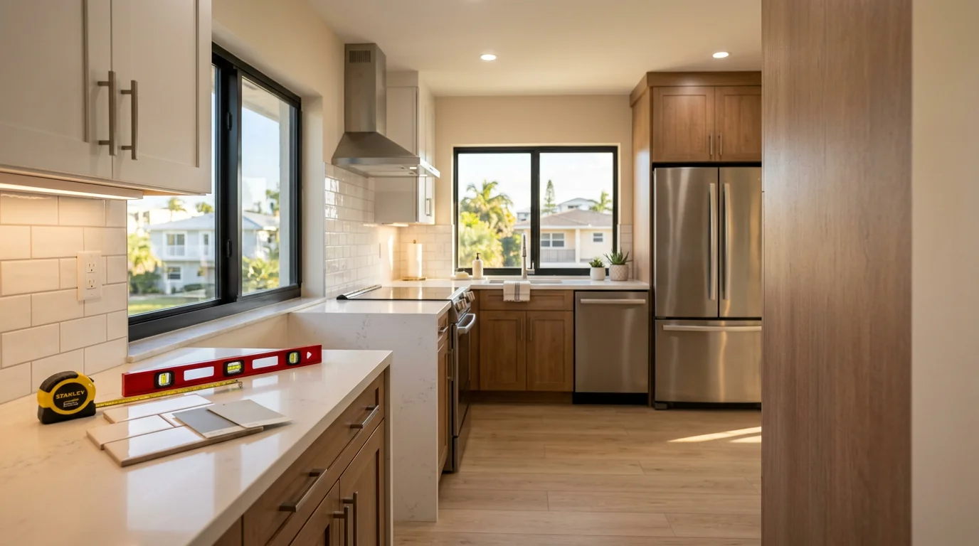Modern kitchen with custom cabinets and granite countertops